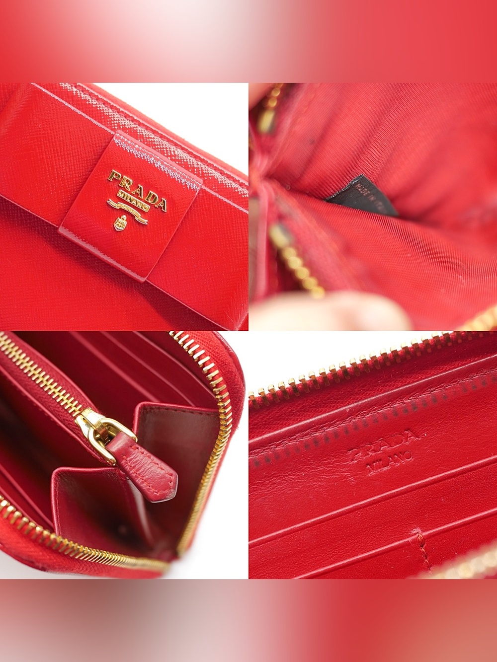 🍓PRADA Saffiano Red Wallet - Picture 5 of 13